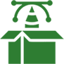Icon of an open cardboard box with a drone hovering above it, suggesting delivery or shipment. This imagery subtly hints at the potential for sustainable product design in the logistics industry.