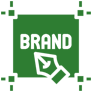 A green square with the word brand written in it.